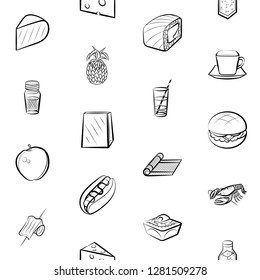 Various images set. Background for printing, design, web. Usable as icons. Seamless. Monochrome binary, black and white.