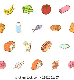 Various images set. Background for printing, design, web. Usable as icons. Seamless. Colored.