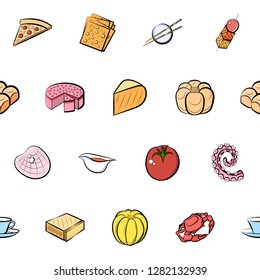 Various images set. Background for printing, design, web. Usable as icons. Seamless. Colored.