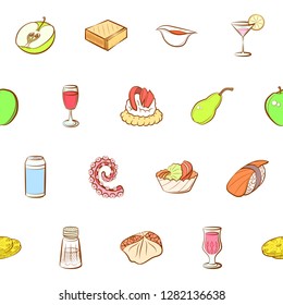 Various images set. Background for printing, design, web. Usable as icons. Seamless. Colored.