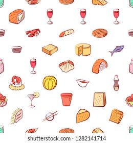 Various images set. Background for printing, design, web. Usable as icons. Seamless. Colored.