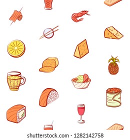 Various images set. Background for printing, design, web. Usable as icons. Seamless. Colored.