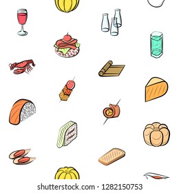Various images set. Background for printing, design, web. Usable as icons. Seamless. Colored.