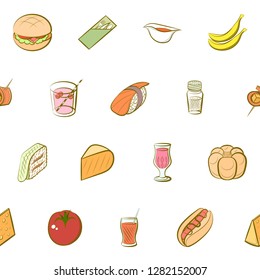 Various images set. Background for printing, design, web. Usable as icons. Seamless. Colored.