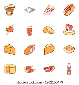 Various images set. Background for printing, design, web. Usable as icons. Colored.