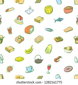 Various images set. Background for printing, design, web. Usable as icons. Seamless. Colored.