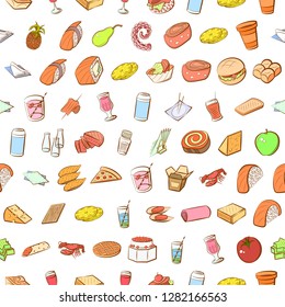 Various images set. Background for printing, design, web. Usable as icons. Seamless. Colored.