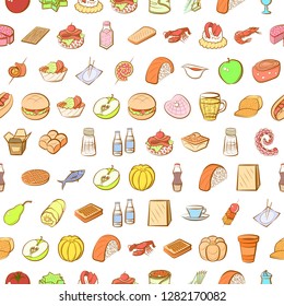 Various images set. Background for printing, design, web. Usable as icons. Seamless. Colored.