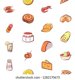 Various images set. Background for printing, design, web. Usable as icons. Seamless. Colored.