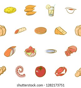 Various images set. Background for printing, design, web. Usable as icons. Seamless. Colored.