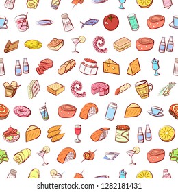 Various images set. Background for printing, design, web. Usable as icons. Seamless. Colored.