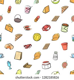 Various images set. Background for printing, design, web. Usable as icons. Seamless. Colored.