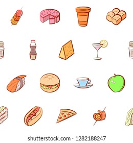 Various images set. Background for printing, design, web. Usable as icons. Seamless. Colored.