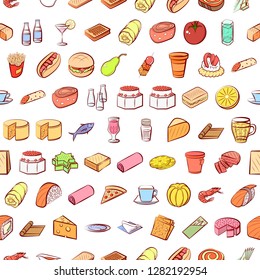 Various images set. Background for printing, design, web. Usable as icons. Seamless. Colored.