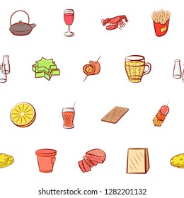Various images set. Background for printing, design, web. Usable as icons. Seamless. Colored.