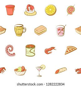 Various images set. Background for printing, design, web. Usable as icons. Seamless. Colored.