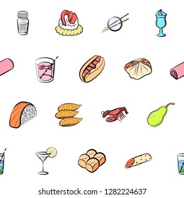 Various images set. Background for printing, design, web. Usable as icons. Seamless. Colored.