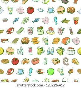 Various images set. Background for printing, design, web. Usable as icons. Seamless. Colored.