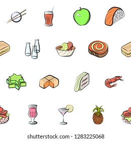 Various images set. Background for printing, design, web. Usable as icons. Seamless. Colored.