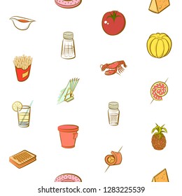Various images set. Background for printing, design, web. Usable as icons. Seamless. Colored.