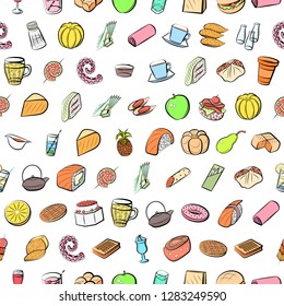 Various images set. Background for printing, design, web. Usable as icons. Seamless. Colored.