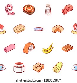 Various images set. Background for printing, design, web. Usable as icons. Seamless. Colored.