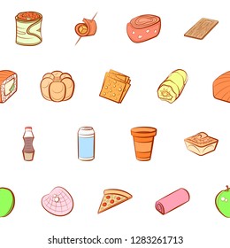 Various images set. Background for printing, design, web. Usable as icons. Seamless. Colored.