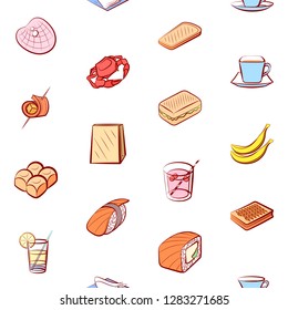 Various images set. Background for printing, design, web. Usable as icons. Seamless. Colored.