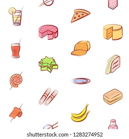 Various images set. Background for printing, design, web. Usable as icons. Seamless. Colored.