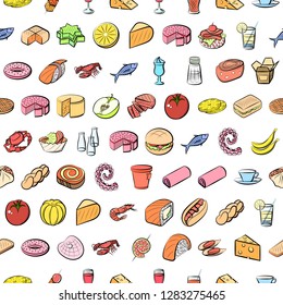 Various images set. Background for printing, design, web. Usable as icons. Seamless. Colored.
