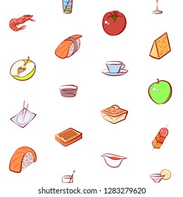 Various images set. Background for printing, design, web. Usable as icons. Seamless. Colored.