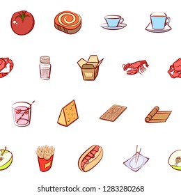 Various images set. Background for printing, design, web. Usable as icons. Seamless. Colored.