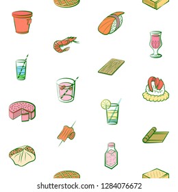Various images set. Background for printing, design, web. Usable as icons. Seamless. Colored.