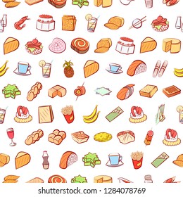 Various images set. Background for printing, design, web. Usable as icons. Seamless. Colored.