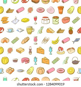 Various images set. Background for printing, design, web. Usable as icons. Seamless. Colored.