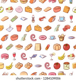 Various images set. Background for printing, design, web. Usable as icons. Seamless. Colored.