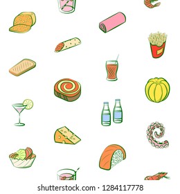 Various images set. Background for printing, design, web. Usable as icons. Seamless. Colored.