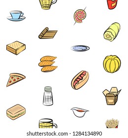 Various images set. Background for printing, design, web. Usable as icons. Seamless. Colored.