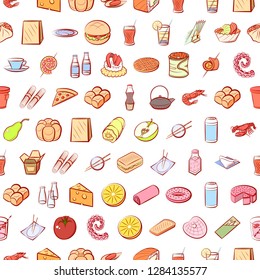 Various images set. Background for printing, design, web. Usable as icons. Seamless. Colored.