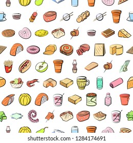 Various images set. Background for printing, design, web. Usable as icons. Seamless. Colored.