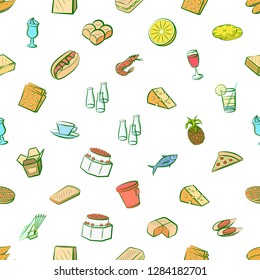 Various images set. Background for printing, design, web. Usable as icons. Seamless. Colored.