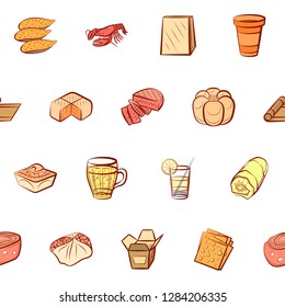 Various images set. Background for printing, design, web. Usable as icons. Seamless. Colored.