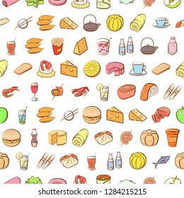 Various images set. Background for printing, design, web. Usable as icons. Seamless. Colored.