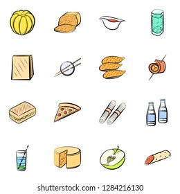 Various images set. Background for printing, design, web. Usable as icons. Colored.