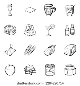 Various images set. Background for printing, design, web. Usable as icons. Monochrome binary, black and white.
