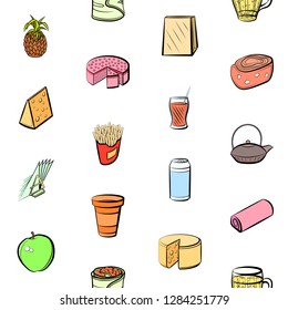 Various images set. Background for printing, design, web. Usable as icons. Seamless. Colored.