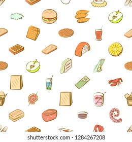 Various images set. Background for printing, design, web. Usable as icons. Seamless. Colored.