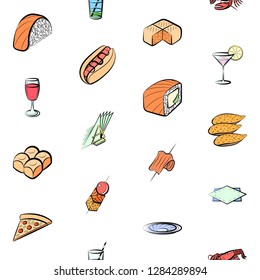 Various images set. Background for printing, design, web. Usable as icons. Seamless. Colored.