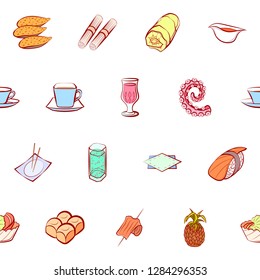 Various images set. Background for printing, design, web. Usable as icons. Seamless. Colored.