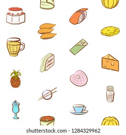 Various images set. Background for printing, design, web. Usable as icons. Seamless. Colored.
